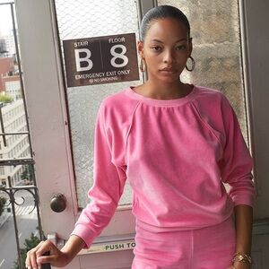 SUZIE KONDI Saba Velour Raglan Top Pink Cosmos NWT